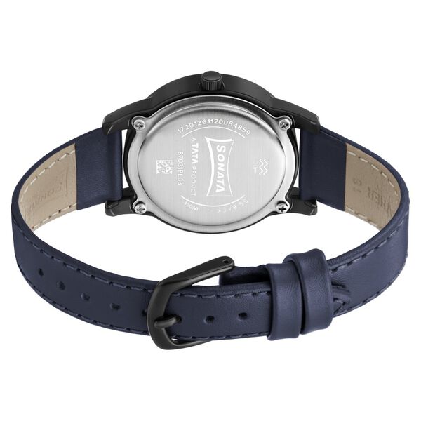 Sonata Lite Blue Dial Women Watch With Leather Strap - image number 3