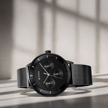 Titan Modern Classics Black Dial Quartz Multifunction Stainless Steel Strap watch for Men