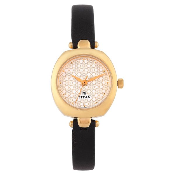 Titan Quartz Analog Silver Dial Leather Strap Watch for Women - image number 0