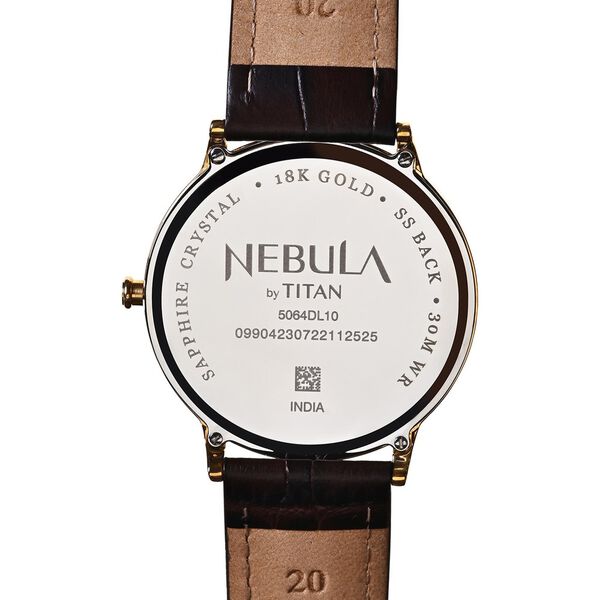 Titan Nebula Lustre 18k Gold Analog Leather Strap Watch for Men - image number 3