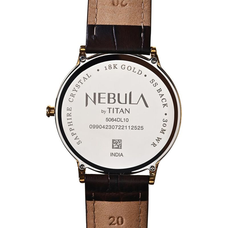 Nebula by Titan Quartz Analog with Date White Dial Brown Leather Strap Watch For Men - image number 3