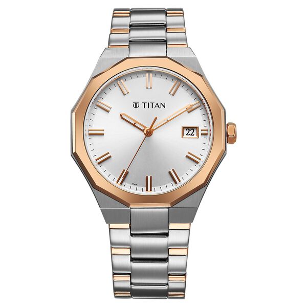 Titan Regalia Dodecagon Quartz Analog with Date Silver Dial Two Toned Stainless Steel Strap Watch For Men - image number 0