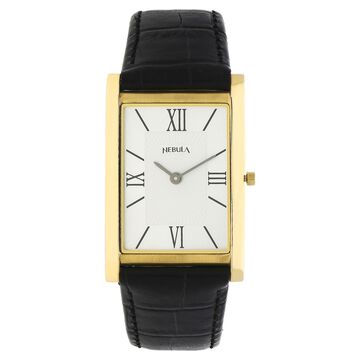 Titan Nebula Ultraslim 18k Gold Analog Leather Strap Watch for Men