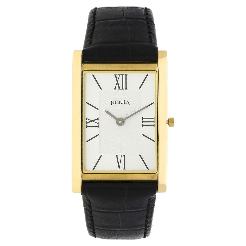 Titan Nebula Ultraslim 18k Gold Analog Leather Strap Watch for Men