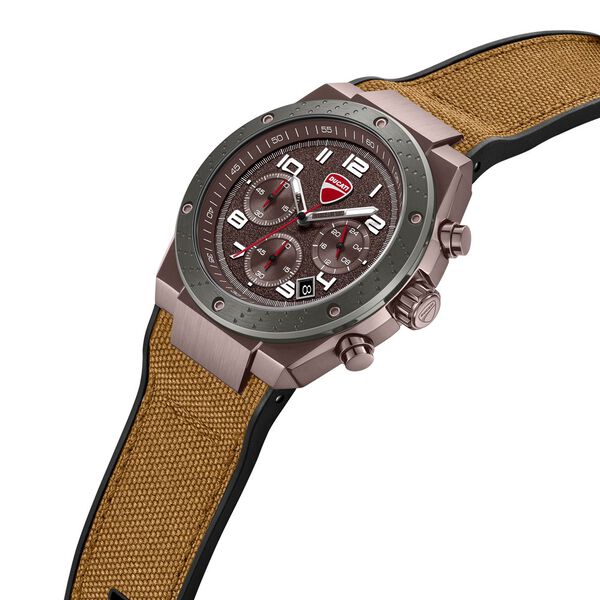 Ducati Quartz Chronograph Brown Dial Black Silicone Strap Watch For Men - image number 1