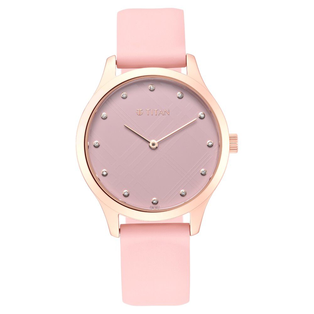 Titan Athleisure Pink Dial Analog Rubber Strap watch for Women