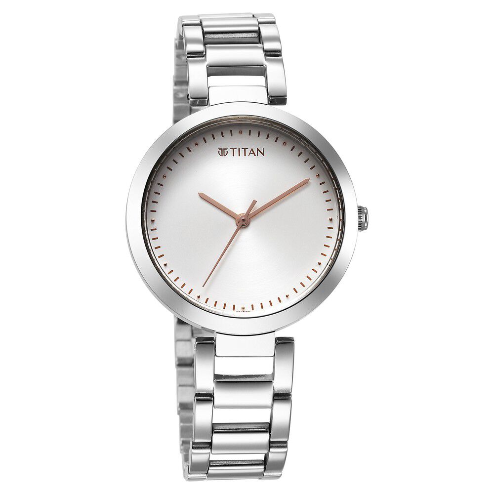 Buy Online Titan Workwear Quartz Analog Silver Dial Silver Stainless Steel Strap Watch for Women ns2480sm12 Titan