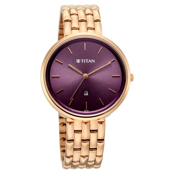 Titan Neo Quartz Analog Pink Dial Rose Gold Metal Strap Watch For Women - image number 1