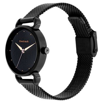 Fastrack Animal Print Quartz Analog Black Dial Stainless Steel Strap Watch for Girls