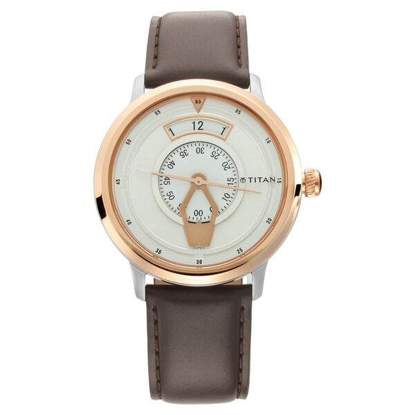Titan Maritime White Dial Analog Leather Strap Watch for Men - image number 1