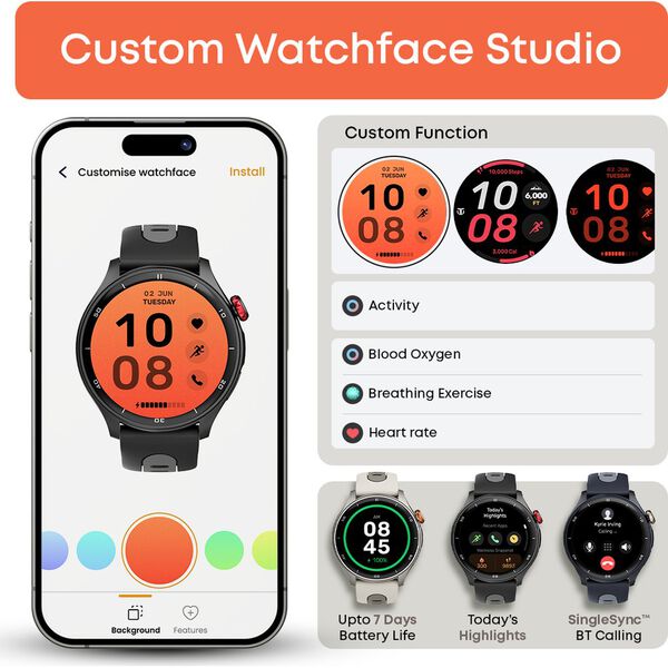 Titan Celestor Advanced GPS & Barometer 3.6 CM AMOLED Display with AOD, Pizoelectric Functional Crown Aurora Blue - image number 8