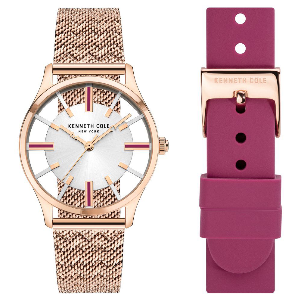 Buy Online Kenneth Cole Quartz Analog Silver Dial Silicone Strap Watch for Women nekcwlg2124002ld Titan