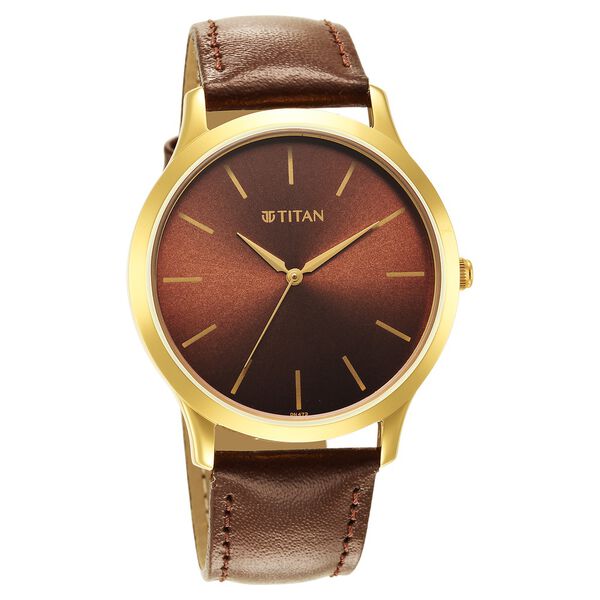 Titan Karishma Radiance Brown Dial Analog Leather Strap watch for Men - image number 1