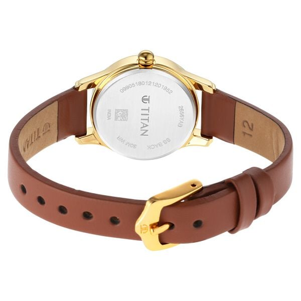 Titan Lagan White Dial Analog with Day and Date Leather Strap Watch for Women - 25 mm Dial Size - Small Dial - image number 4