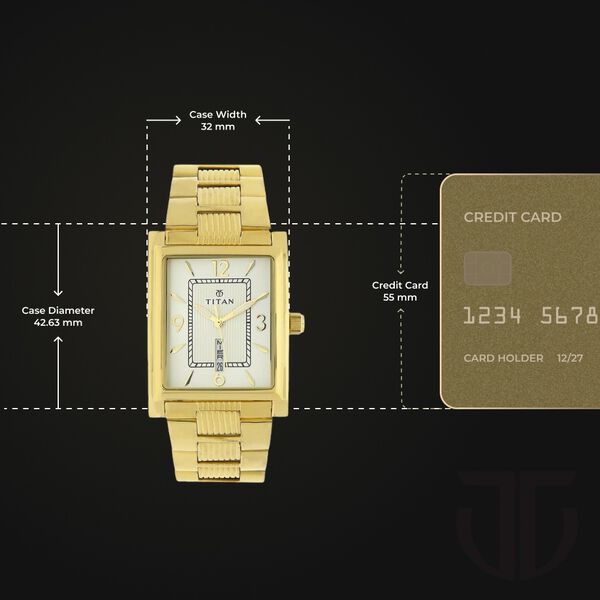 Titan Champagne Dial Analog with Day and Date Stainless Steel Strap Watch for Men - image number 2