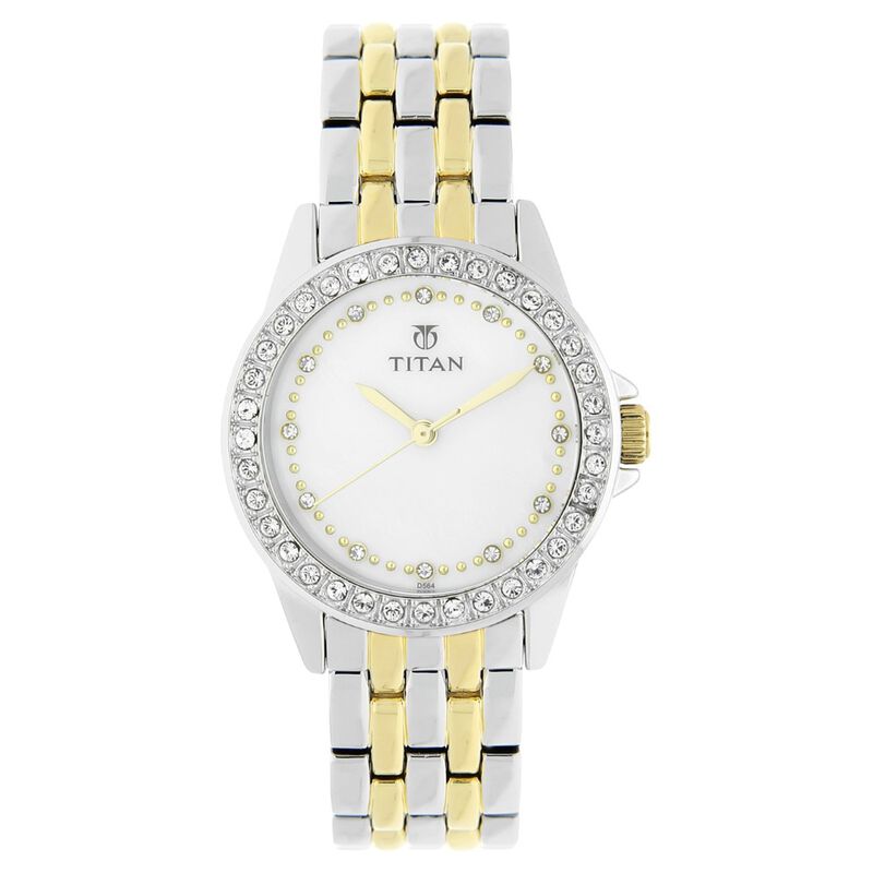 Titan Fashion White Dial Analog Stainless Steel Strap watch for Women