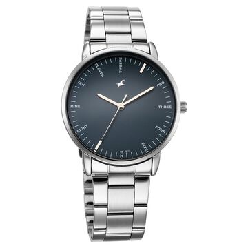 Fastrack Stunners X Quartz Analog Blue Dial Stainless Steel Strap Watch For Guys
