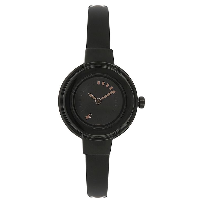Fastrack Quartz Analog Black Dial Stainless Steel Strap Watch for Girls