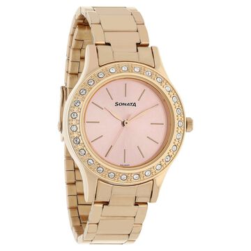 Sonata Blush Pink Dial Women Watch With Stainless Steel Strap