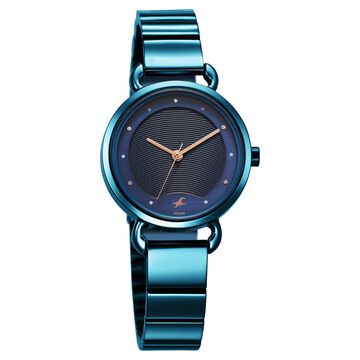 Fastrack Pulse Quartz Analog Blue Dial Stainless Steel Strap Watch for Girls