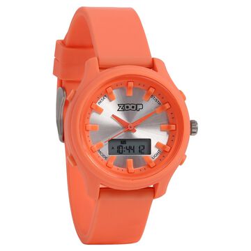 Zoop Ana-Digi Watch with Silver Dial & Orange Strap for Girls Kids, from House of Titan