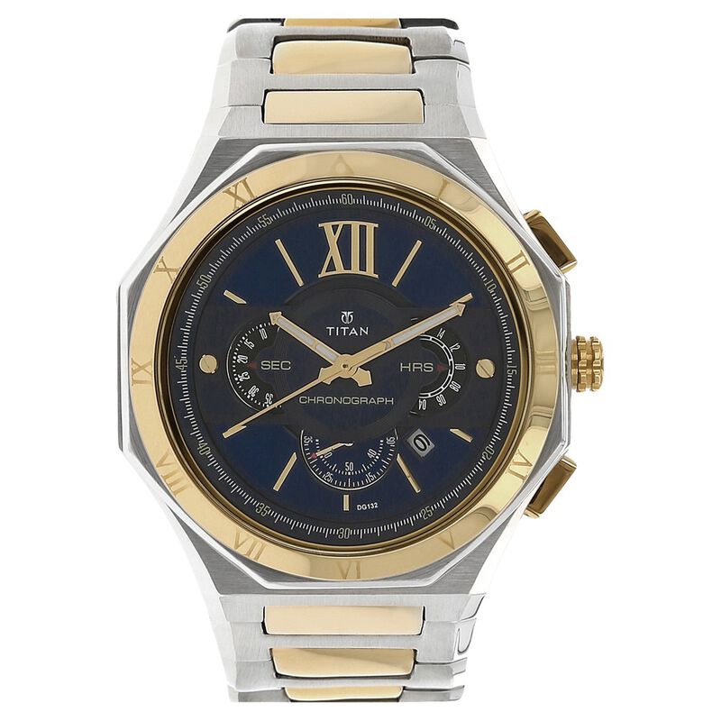 Titan Regalia Rome Blue Dial Chronograph Stainless Steel Strap watch for Men