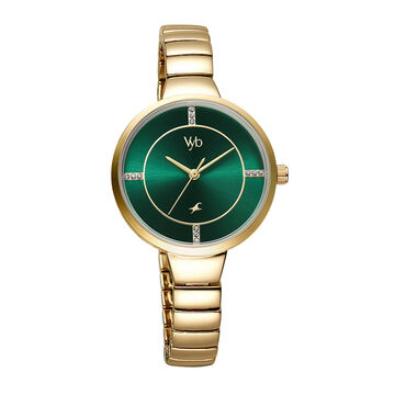 Fastrack Vyb Enigma Quartz Analog Green Dial Stainless Steel Strap Watch for Girls