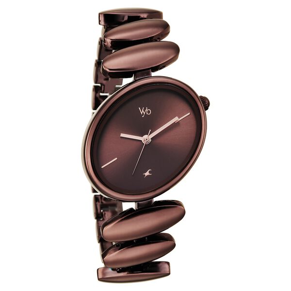Vyb Successor By Fastrack Quartz Analog Brown Dial Brown Metal Strap Watch For Girls - image number 1