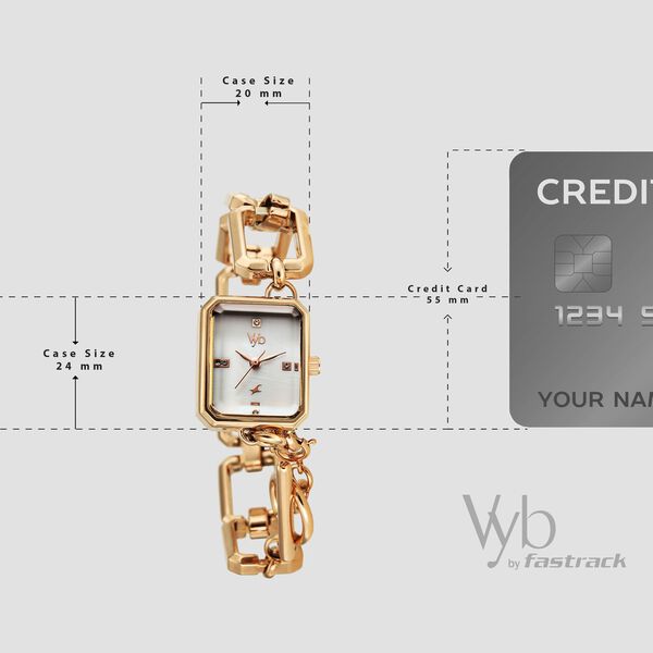 Vyb Siren By Fastrack Quartz Analog White Dial Rose Gold Metal Strap Watch For Girls - image number 3