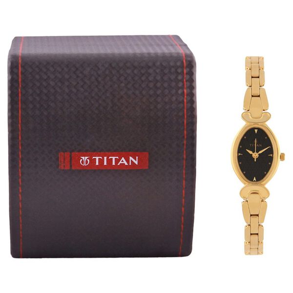 Titan Quartz Analog Black Dial Stainless Steel Strap Watch for Women - image number 4