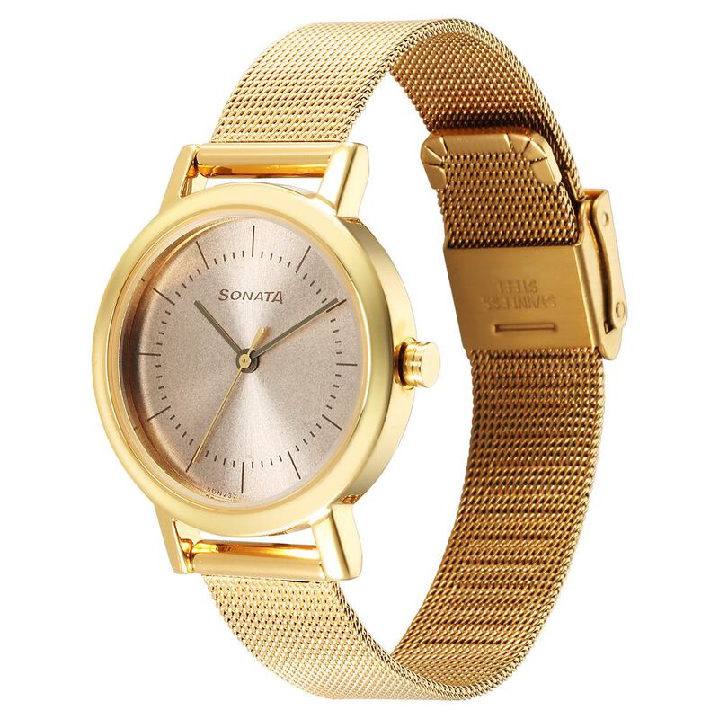 Sonata Essentials Beige Dial Stainless Steel Strap Watch for Women - image number 1