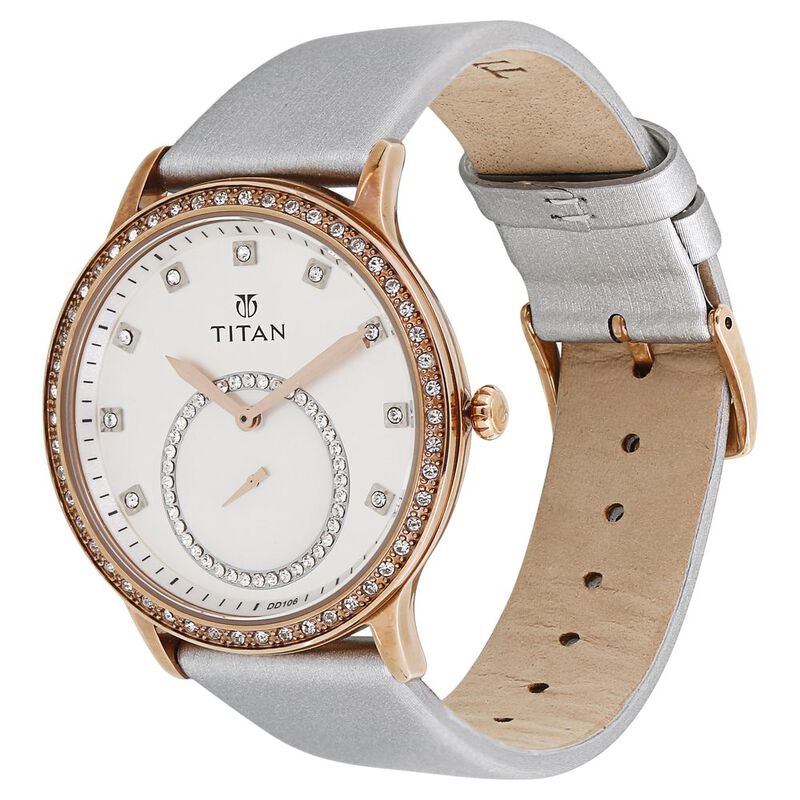 Titan Quartz Analog Mother of Pearl Dial Leather Strap Watch for Women - image number 1