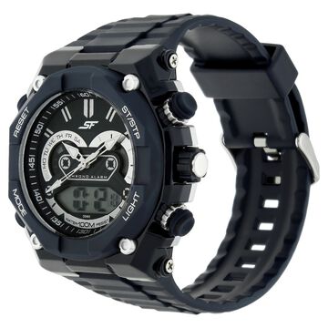 SF Quartz Digital Dial Plastic Strap Watch for Men