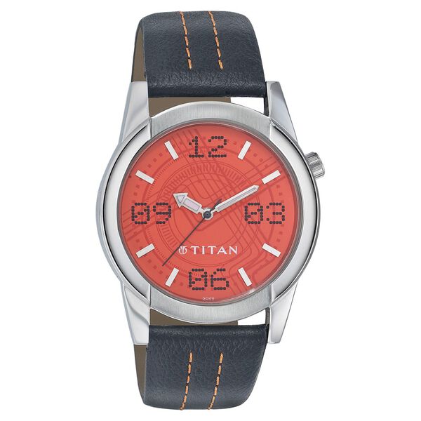 Titan Analog Orange Dial Leather Strap watch for Men - image number 0