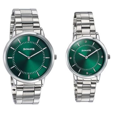 Sonata Soulmates Forest Green Dial Couple Watch