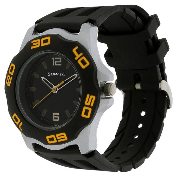 SF Quartz Analog Black Dial Plastic Strap Watch for Men - image number 1