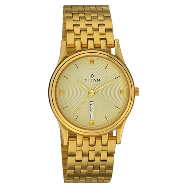 Titan Quartz Analog with Date Champagne Dial Watch for Men