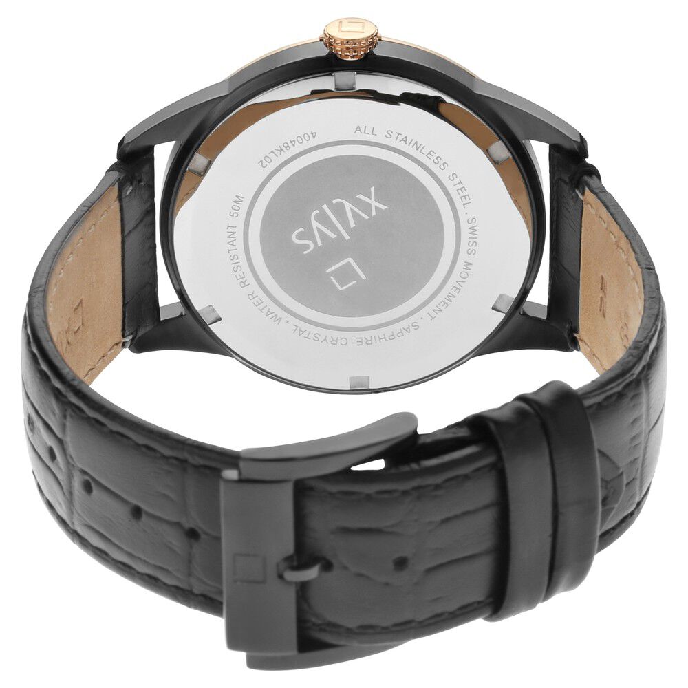 Buy Online Xylys Swiss Analog Leather Strap Black Dial Watch for