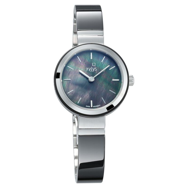 Xylys Swiss Analog Two Toned Stainless Steel And Ceramic Strap and Mother of Pearl Dial Watch For Women