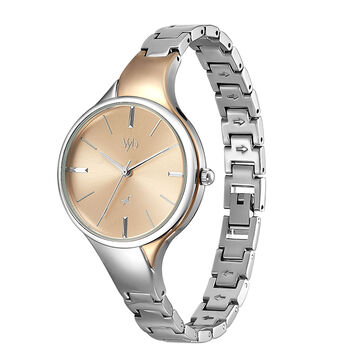 Fastrack Vyb Striker Quartz Analog Rose Gold Dial Metal Strap Watch for Girls