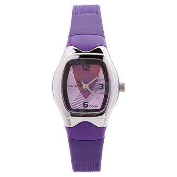 SF Quartz Analog Purple Dial Plastic Strap Watch for Women
