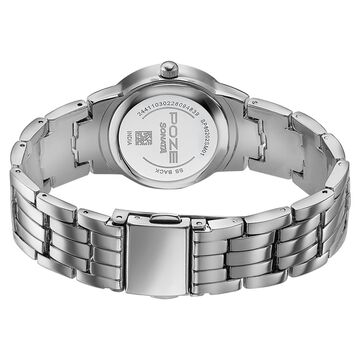 Poze Poze Quartz Analog Blue Dial Silver Metal Strap Watch For Women