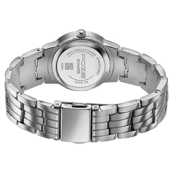 Poze Poze Quartz Analog Blue Dial Silver Metal Strap Watch For Women - image number 6
