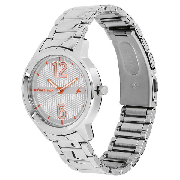 Fastrack Loopholes Quartz Analog White Dial Stainless Steel Strap Watch for Girls - image number 1