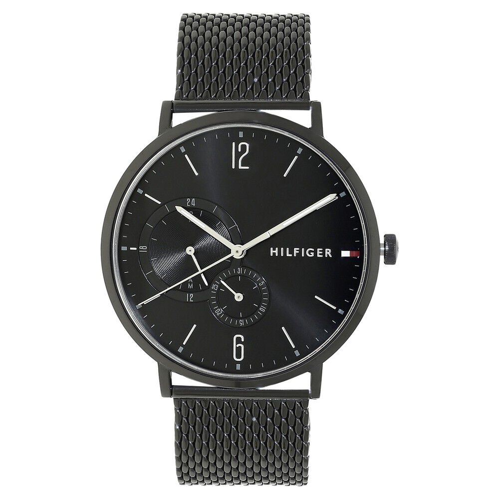 Buy Online Tommy Hilfiger Quartz Multifunction Black Dial Metal