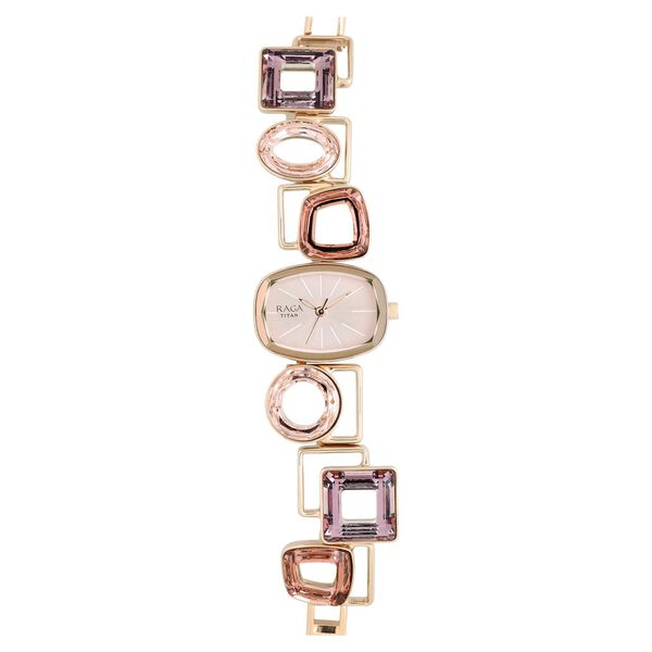 Titan Raga Facets Pink Dial Analog Stainless Steel Strap Watch for Women - image number 1