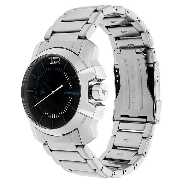 Buy Online Fastrack Quartz Analog Black Dial Stainless Steel Strap