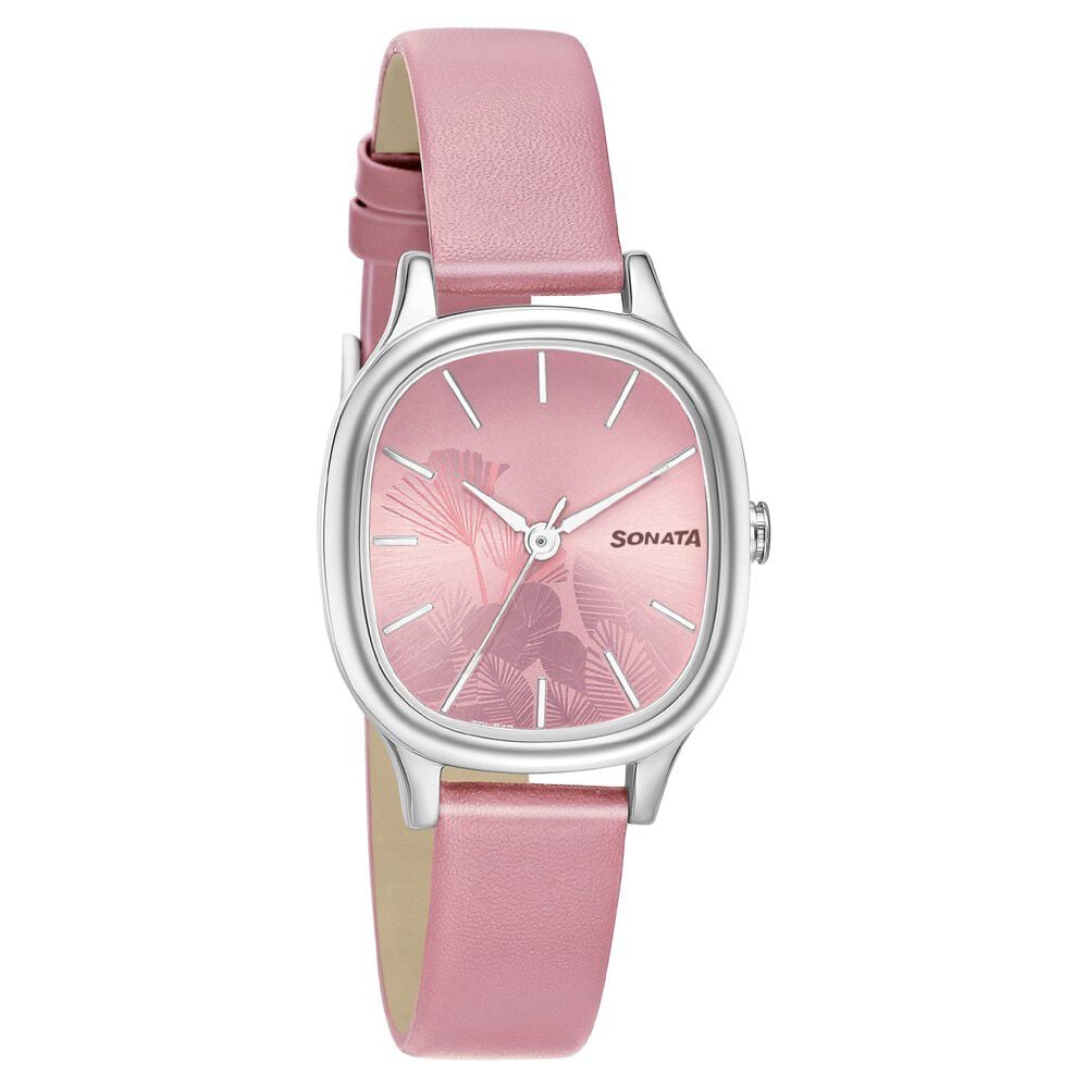 Sonata Linnea Pink Dial Women Watch With Leather Strap-image-11