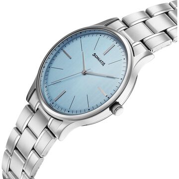 Sonata Aspire Quartz Analog Blue Dial Stainless Steel Strap Watch For Men