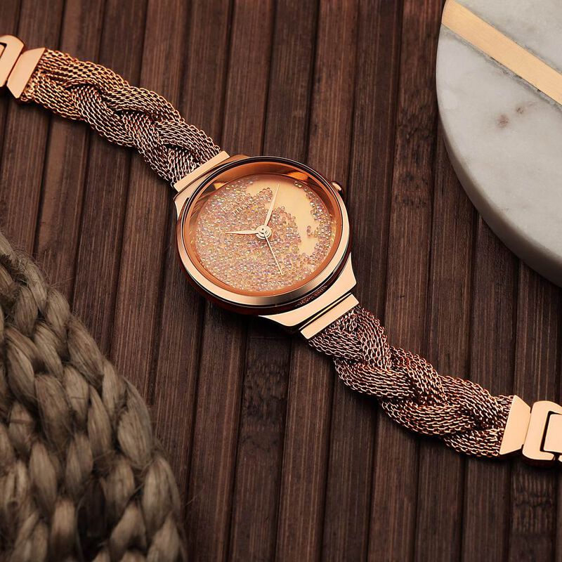 Titan Raga Delight Quartz Analog Rose Gold Round Dial Rose Gold Stainless  Steel Strap Watch For Women